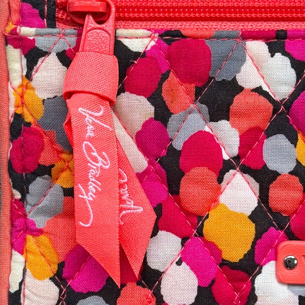 Vera Bradley Top Zip Wallet Wristlet in Pink Pixie Confetti Polka Dot- 4”x7.5” - Picture 5 of 7